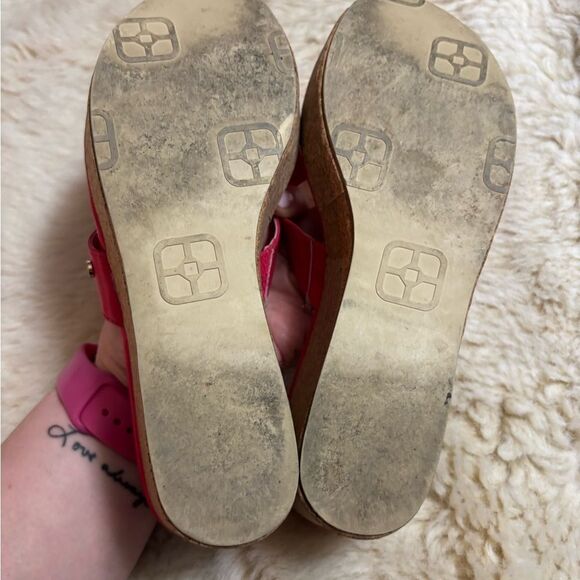 IMAN Hot Pink Wedge Sandals with Wide Strap - Picture 2 of 10